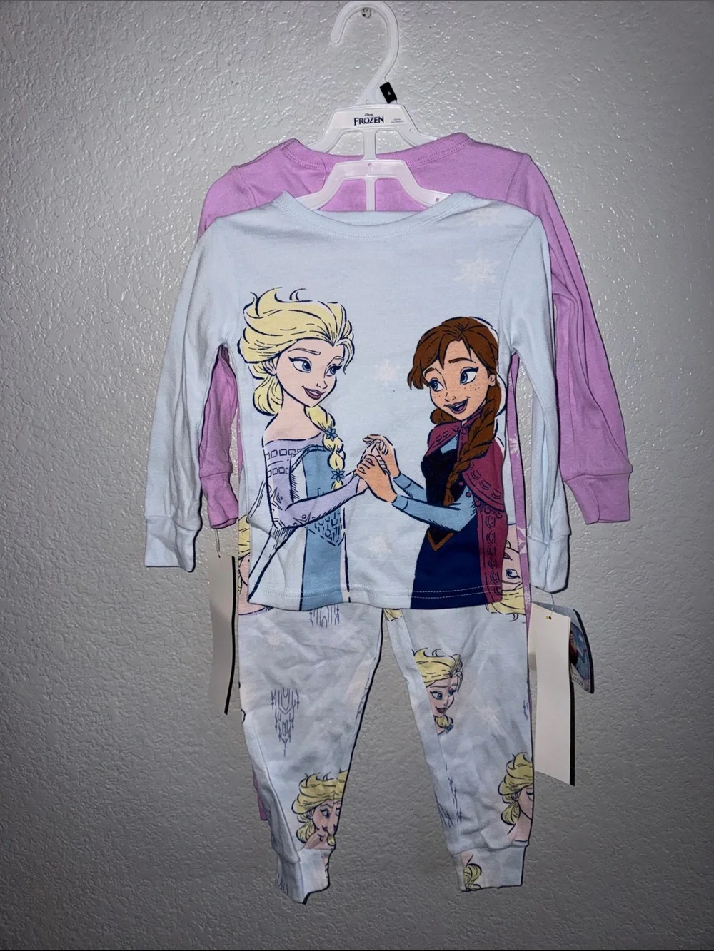 Disney Frozen Elsa & Anna Light Blue and Lavender Two-Piece Pajama Set
